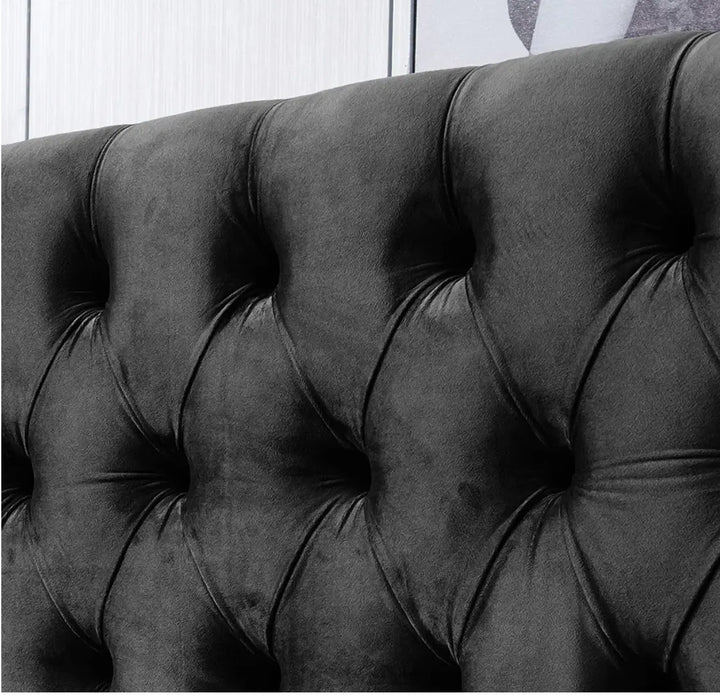 Aiden Tufted Upholstered Luxurious Bed Frame - Black INTEX