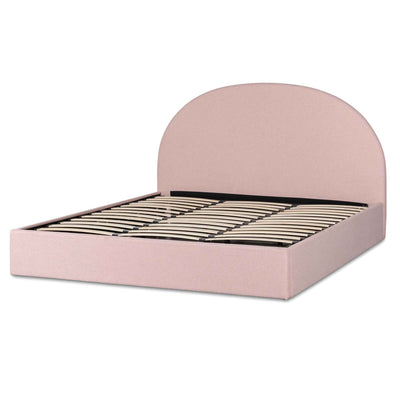 Fabric King Bed - Blush Pink with Storage