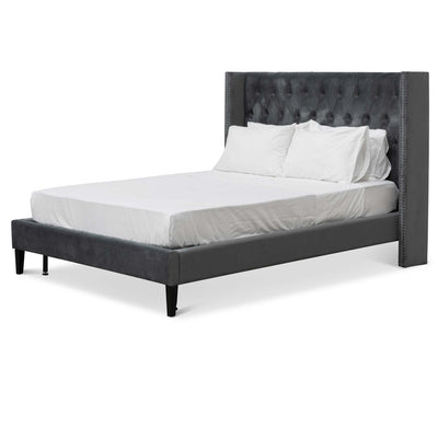 Queen Sized Bed Frame - Charcoal Velvet