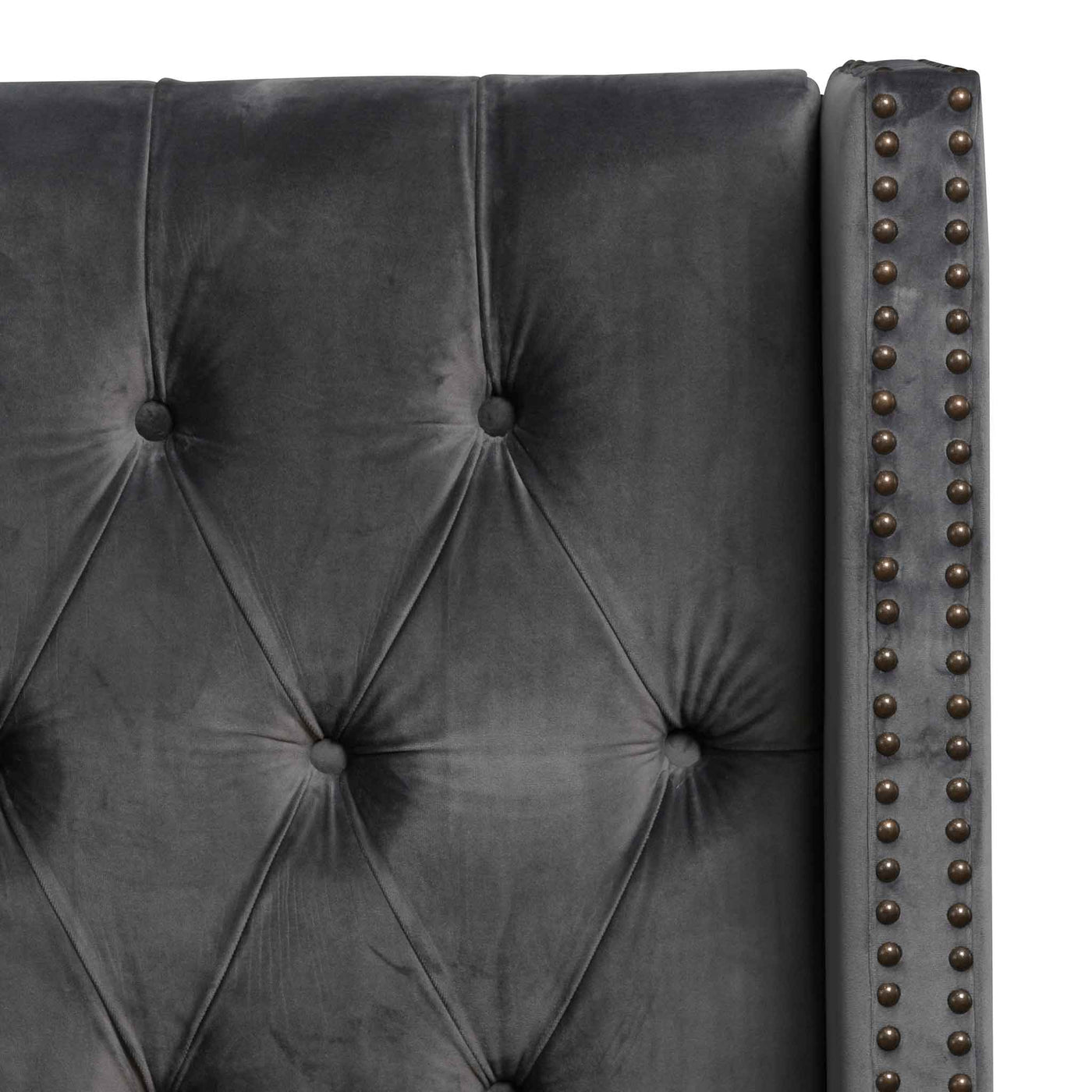 Queen Sized Bed Frame - Charcoal Velvet