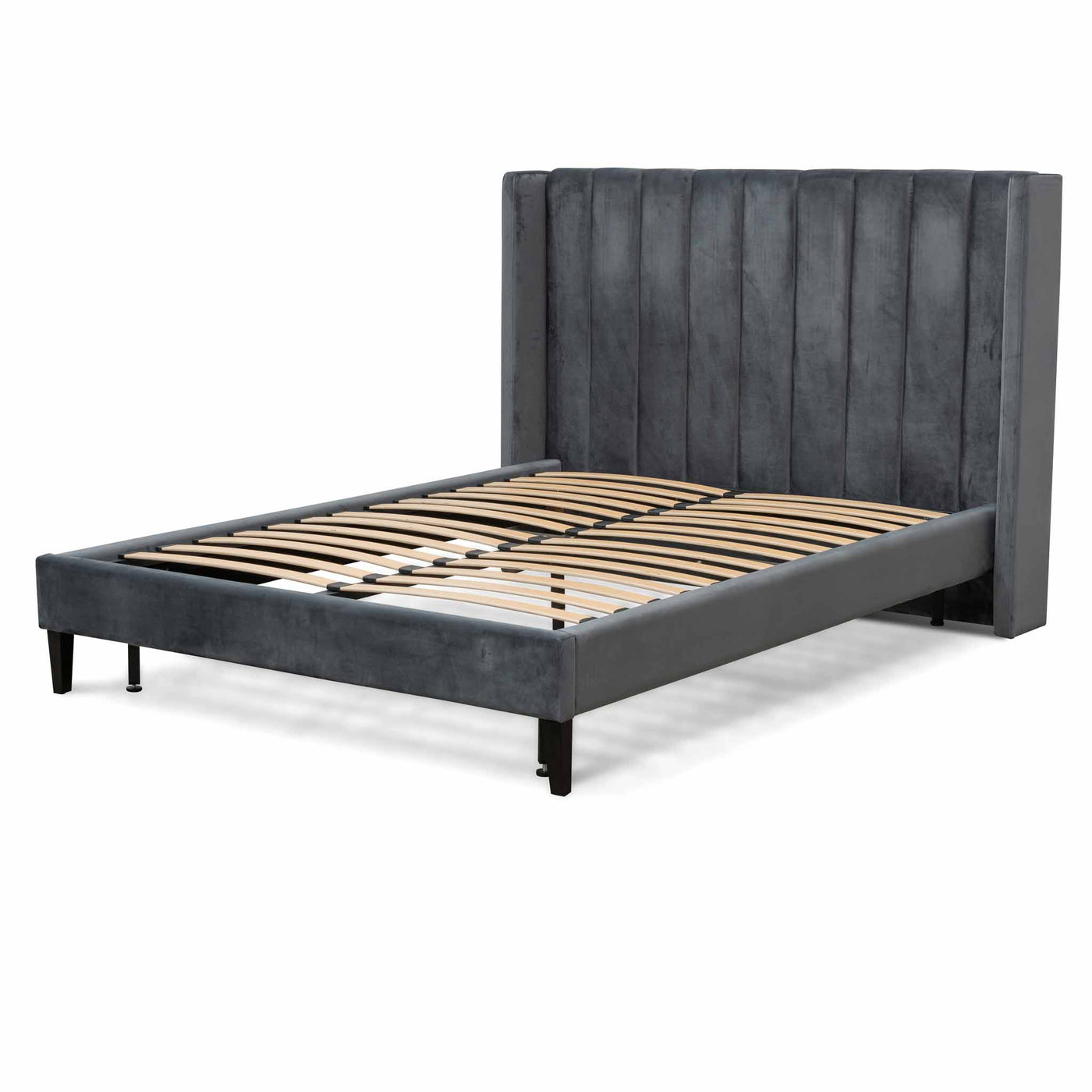 King Sized Bed Frame - Charcoal Velvet
