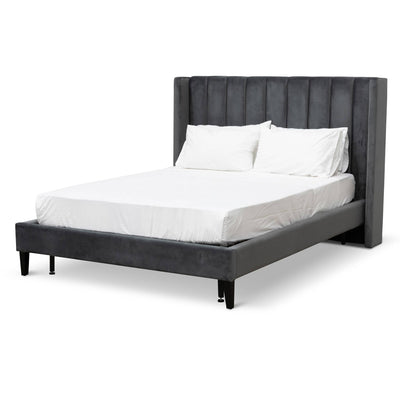 King Sized Bed Frame - Charcoal Velvet