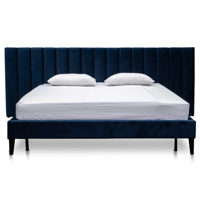 Queen Sized Bed Frame - Navy Velvet