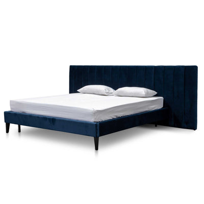 Queen Sized Bed Frame - Navy Velvet