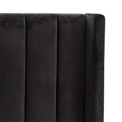Queen Sized Wide Base Bed Frame - Black Velvet