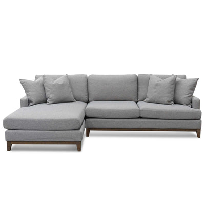 3 Seater Left Chaise Fabric Sofa - Grey