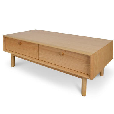 110cm Rectangle Coffee Table With Drawers - Natural