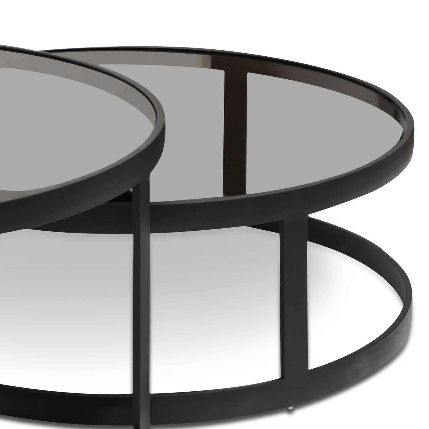 Nested Grey Glass Coffee Table - Black Base