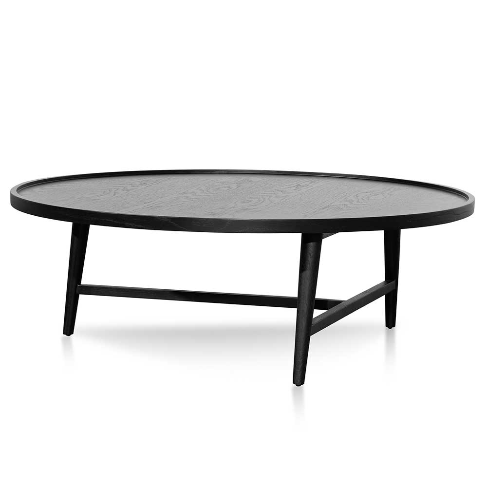 1.1m Wooden Round Coffee Table - Black