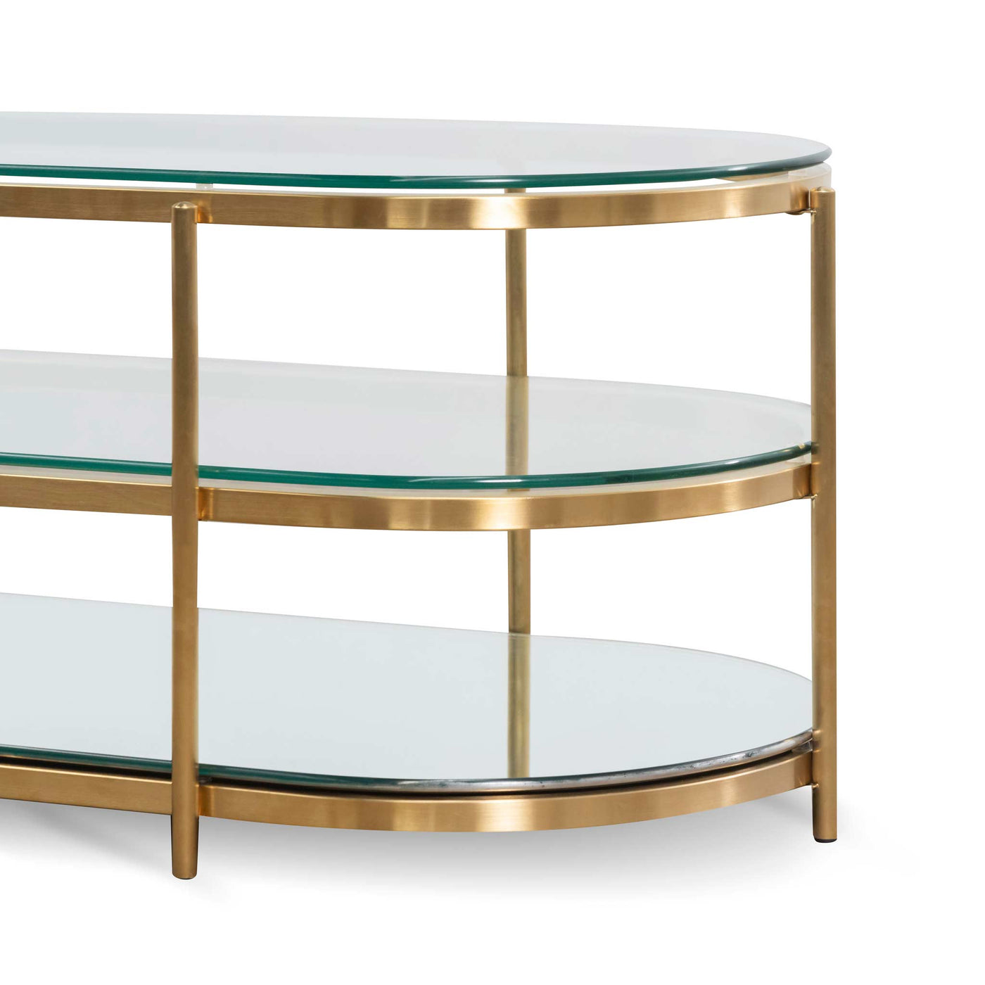 1.2M Oval Glass Coffee Table - Bushed Gold