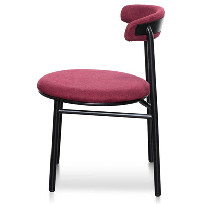 Fabric Dining Chair - Burgundy with Black Legs