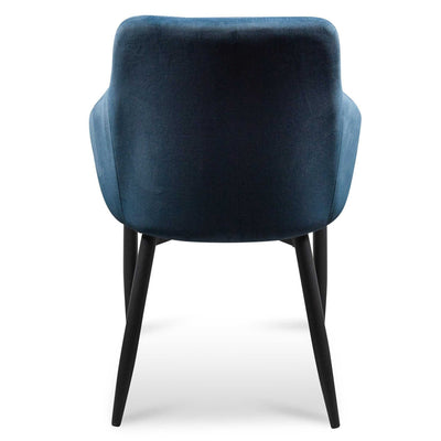 Dining Chair - Navy Blue Velvet with Black Legs