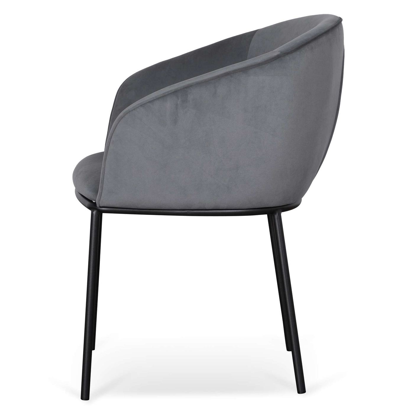 Dining Chair - Grey Velvet in Black Legs