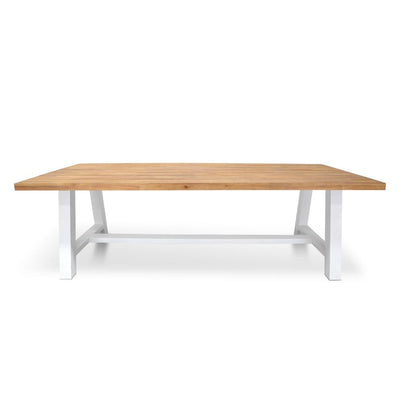 2.5m Outdoor Dining Table - Natural Top and White Base