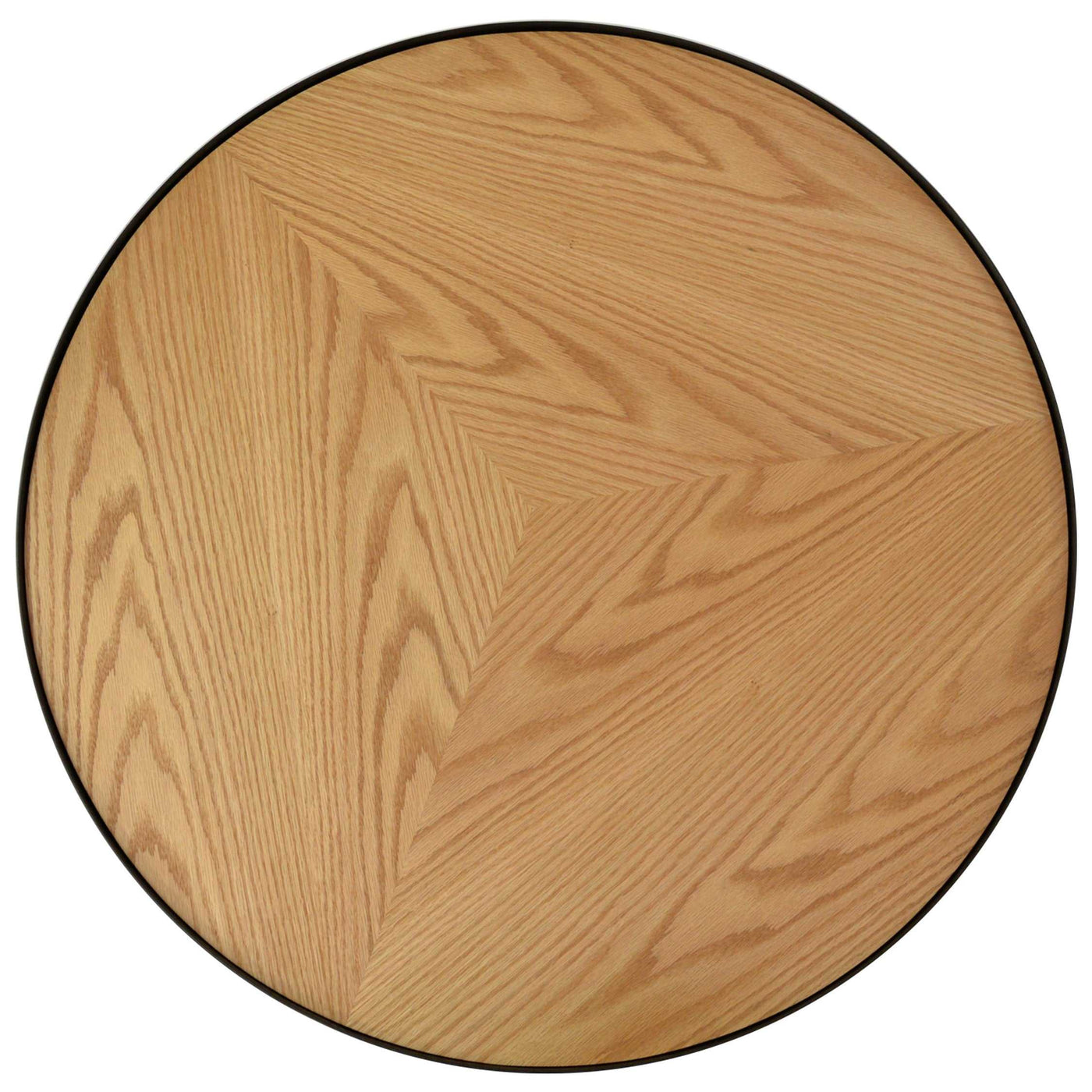 90x45cm Round Coffee Table - Natural Top - Black Frame