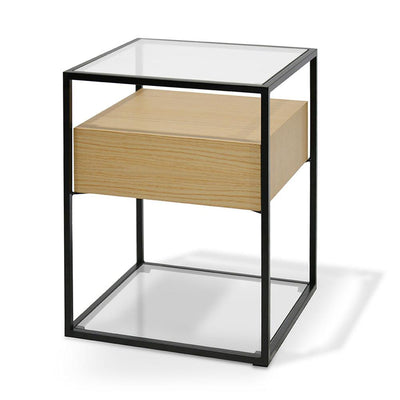 Scandinavian Side Table - Oak - Black Frame