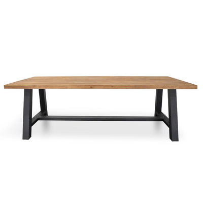 Outdoor Dining Table - Natural Top and Black Base