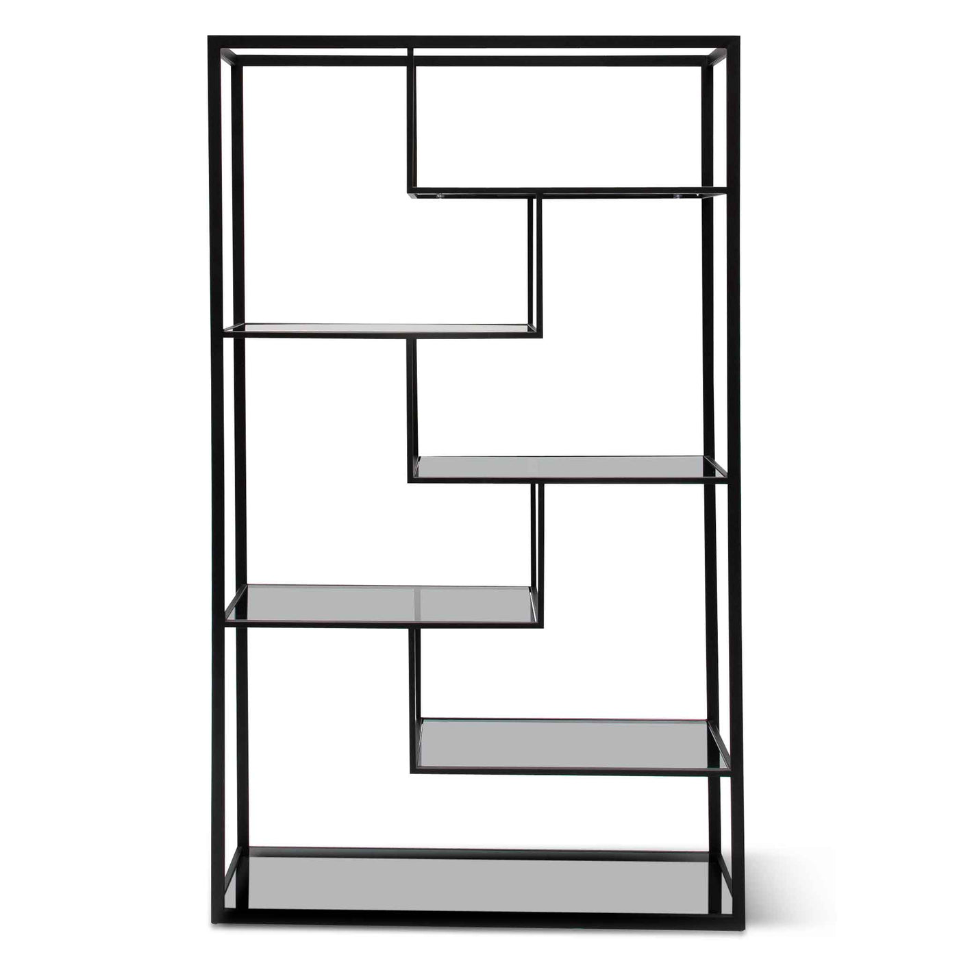 1.2m Grey Glass Shelving Unit - Black Frame