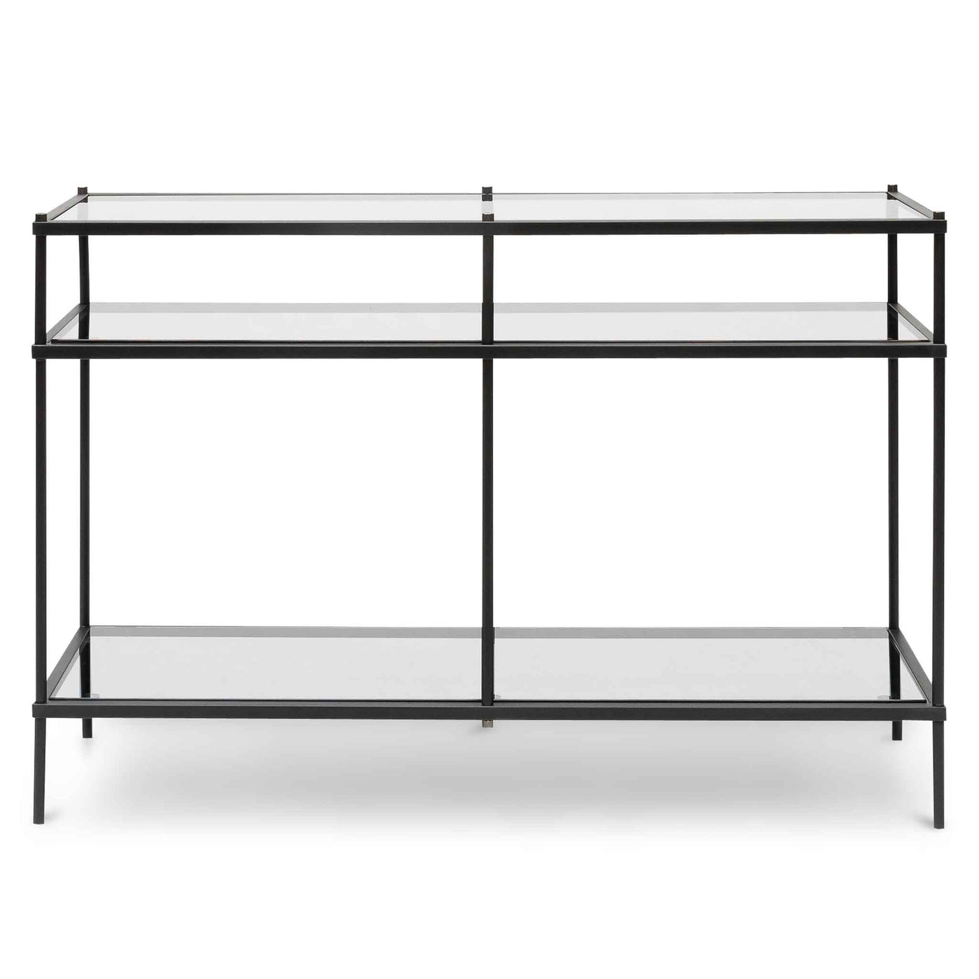 1.2m Grey Glass Console Table - Black Base