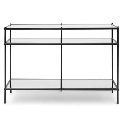 1.2m Grey Glass Console Table - Black Base