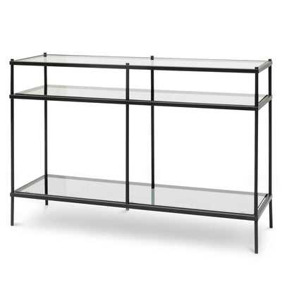 1.2m Grey Glass Console Table - Black Base