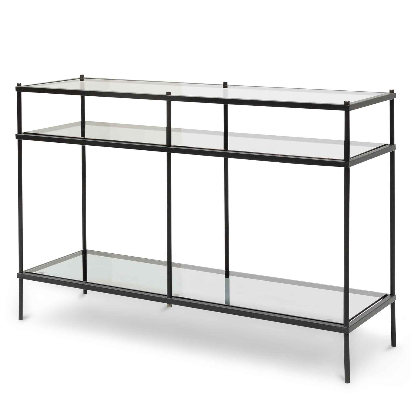 1.2m Grey Glass Console Table - Black Base