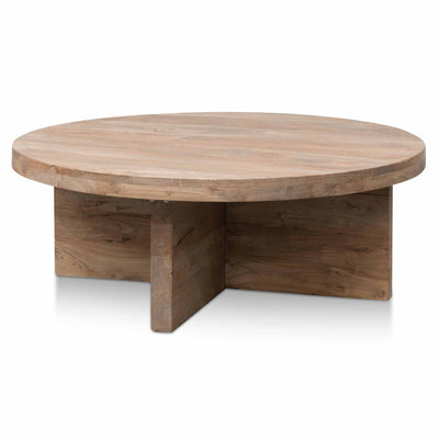 100cm Round Coffee Table - Natural-Thick Base