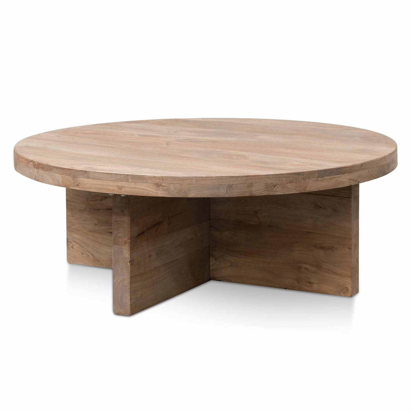 100cm Round Coffee Table - Natural-Thick Base