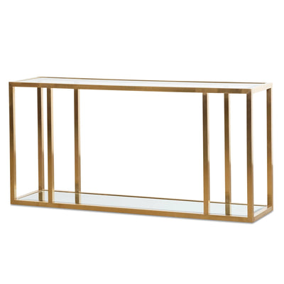 1.6m Glass Console Table - Brushed Gold