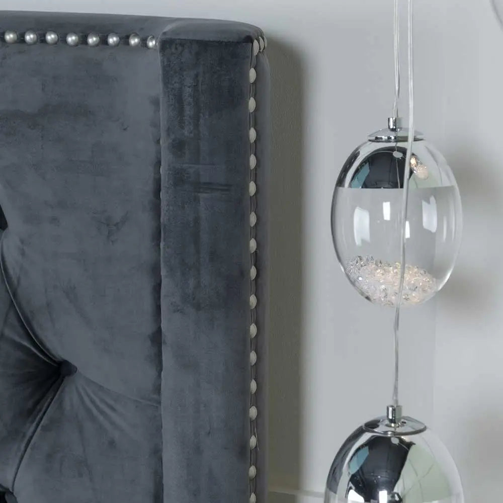 Geena Luxury velvet  Bed Frame -Dark Grey – Modern Luxury Furniture – Furniture Valley Australia