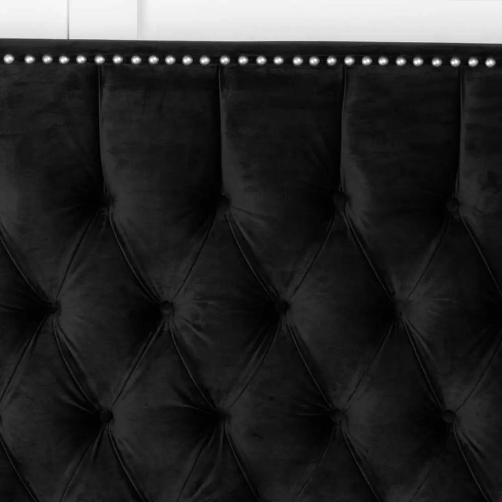 Geena Luxury velvet Upholstered Tufted Button Bed Frame -Black