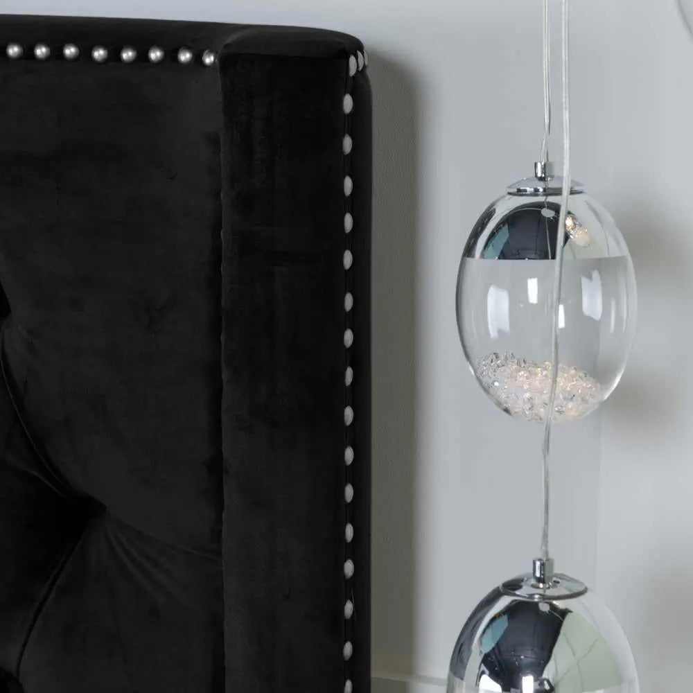 Geena Luxury velvet Upholstered Tufted Button Bed Frame -Black – Modern Luxury Furniture – Furniture Valley Australia