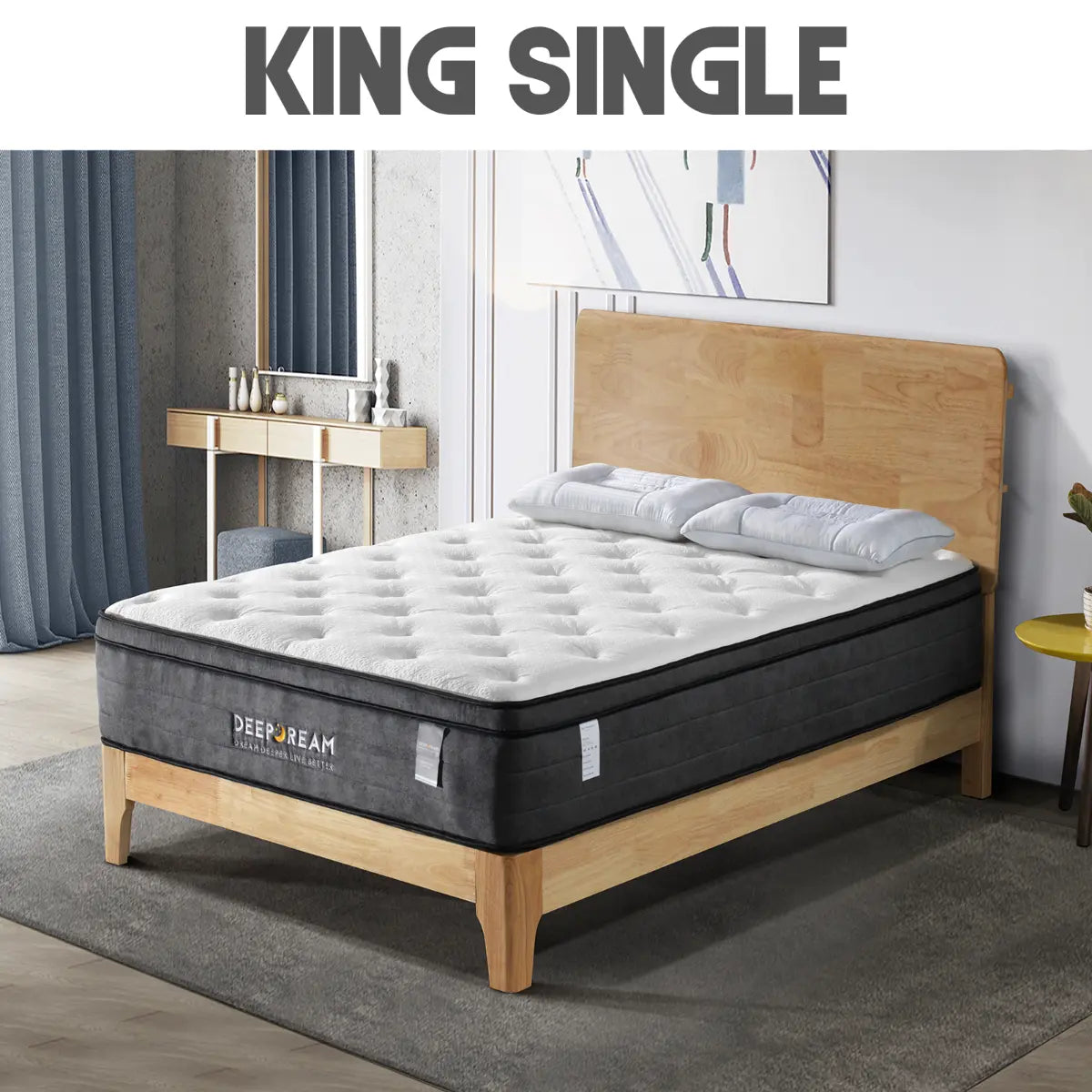 King Single - Latex Foam 34cm - Euro Top Mattress - 5 Zone Pocket Spring