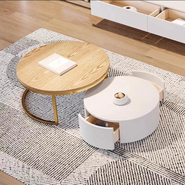 Krater Round Gold Brushed Finished Coffee Table Furniture Valley