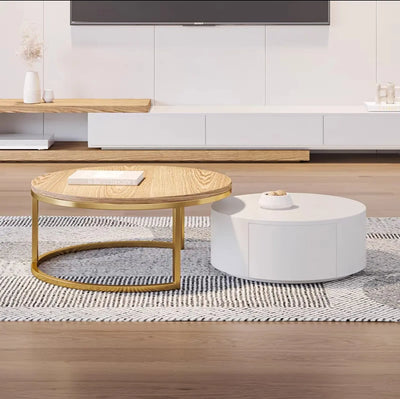 Krater Round Gold Brushed Finished Coffee Table Furniture Valley