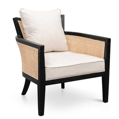 Rattan Armchair - Black and Sand White