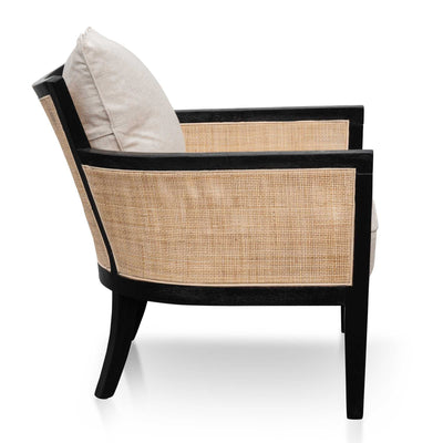 Rattan Armchair - Black and Sand White