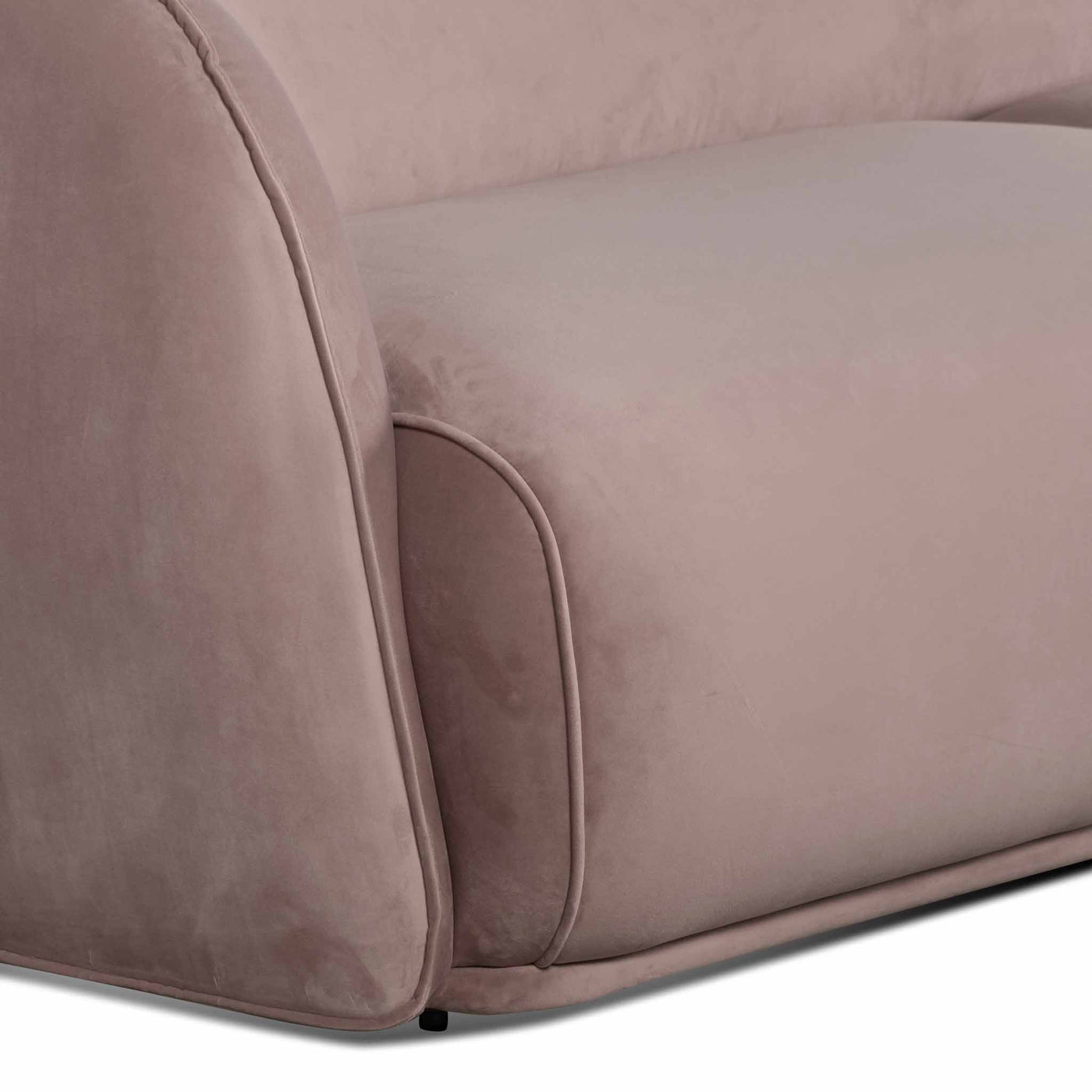 3 Seater Fabric Sofa - Blush with Black Leg