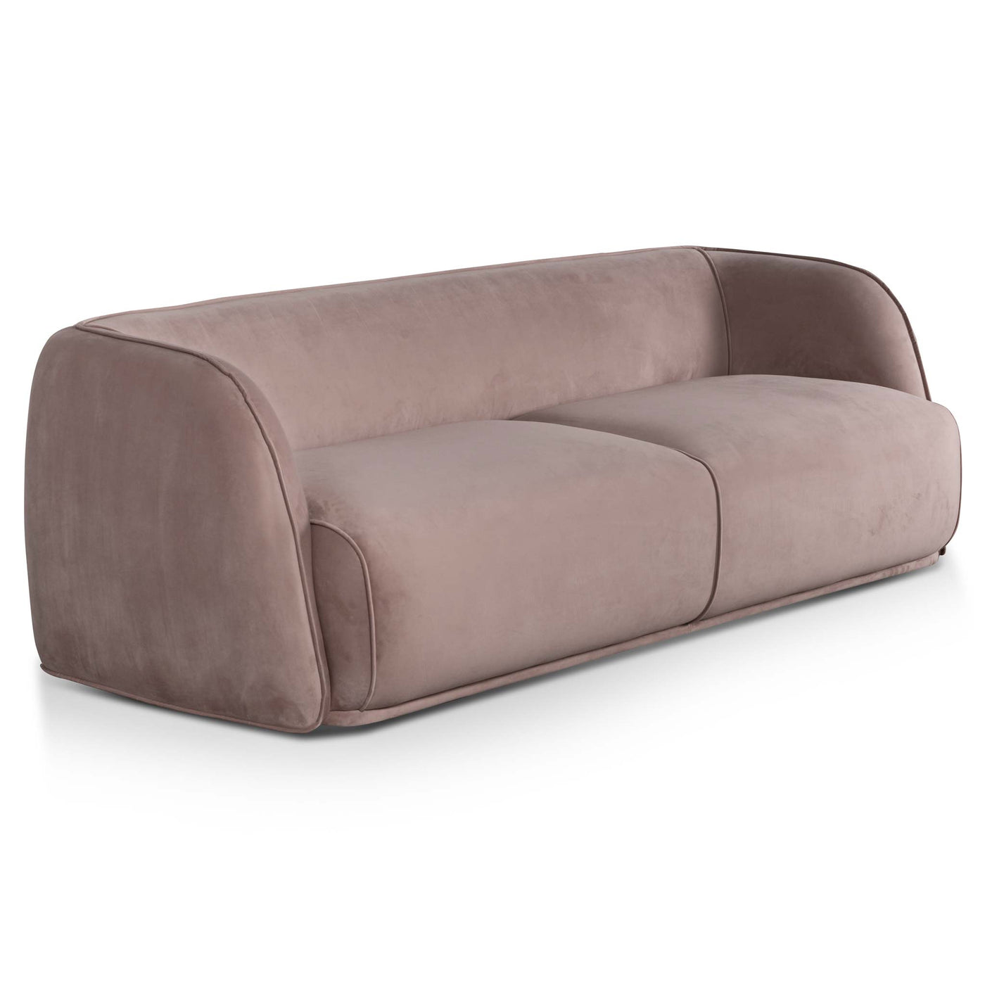 3 Seater Fabric Sofa - Blush with Black Leg