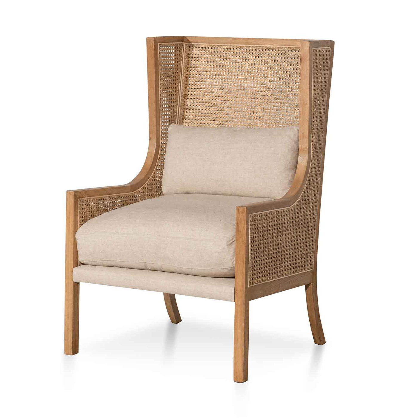 Wingback Rattan Armchair - Distress Natural - Sand White