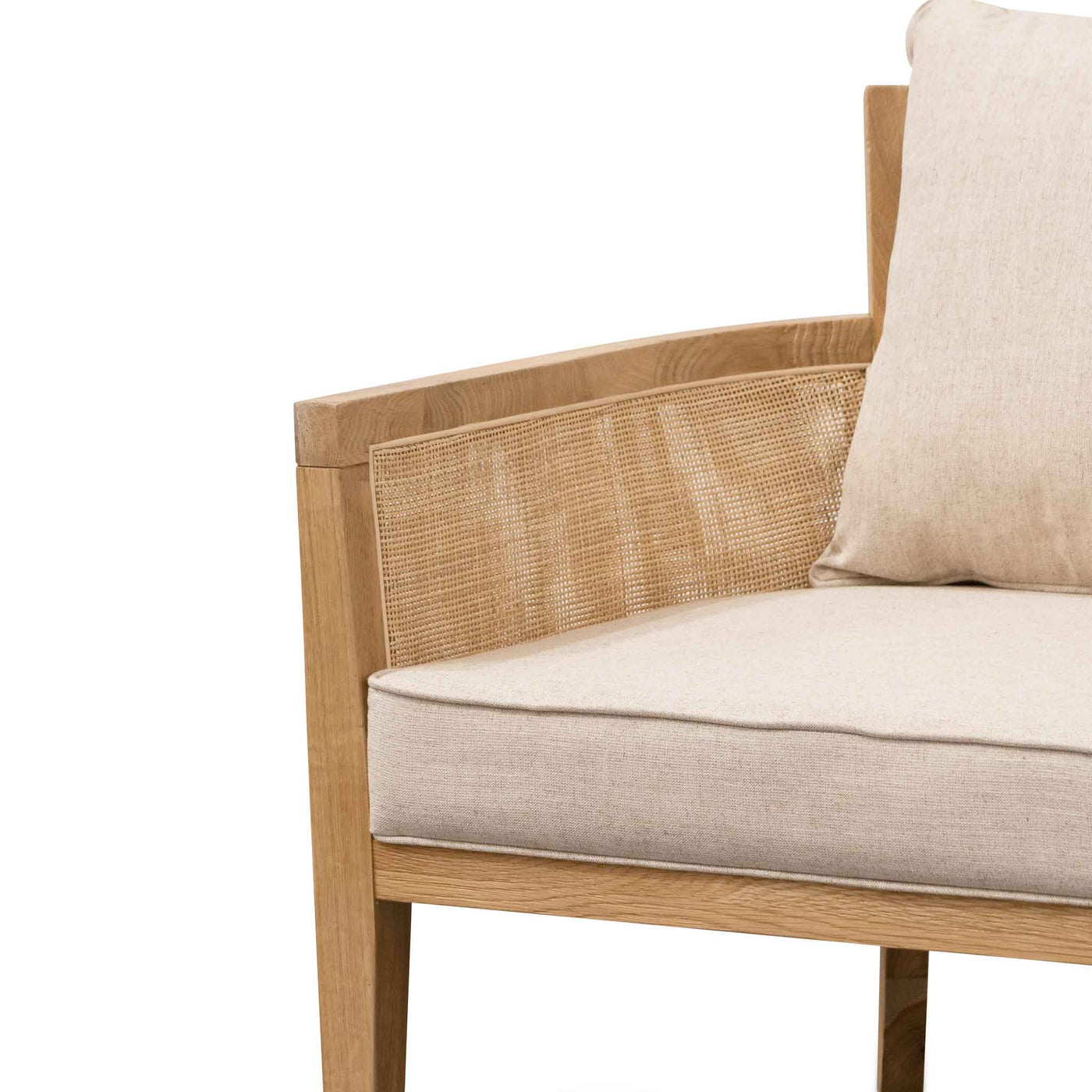 Rattan Sand White Cushions Armchair - Distress Natural