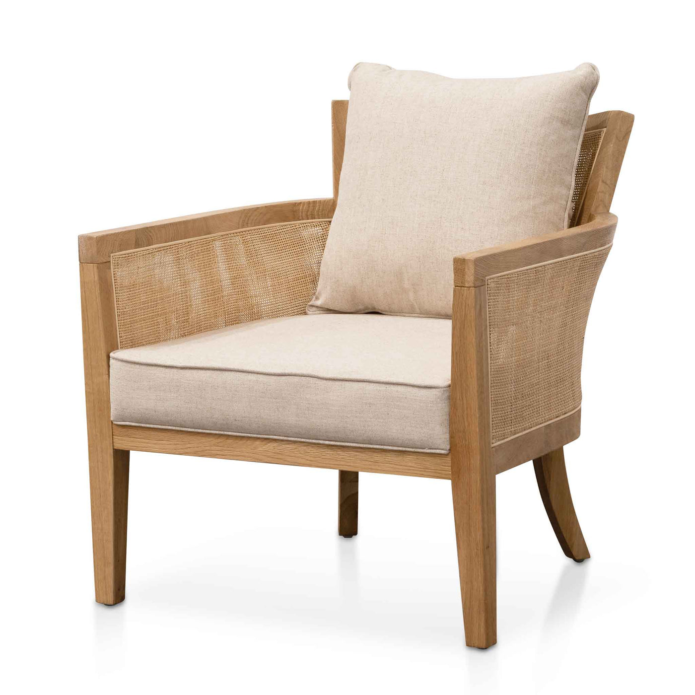 Rattan Sand White Cushions Armchair - Distress Natural