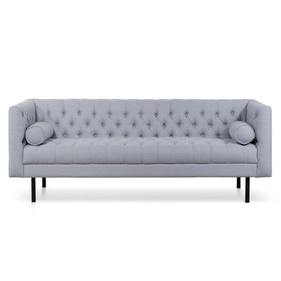 3 Seater Fabric Sofa in Grey - Black Legs