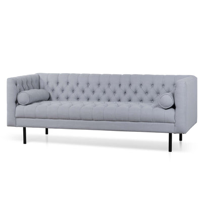 3 Seater Fabric Sofa in Grey - Black Legs