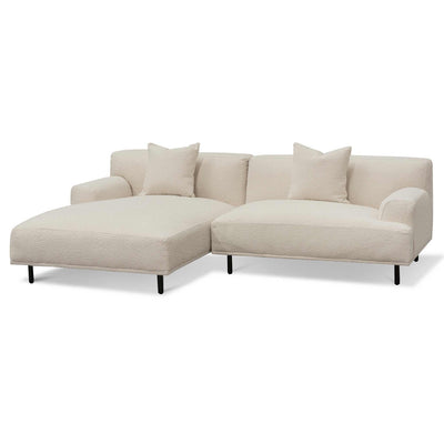 Left Chaise Sofa - Ivory White Boucle