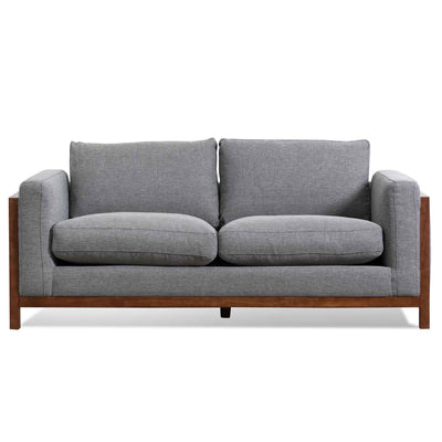 2 Seater Fabric Sofa - Graphite Grey with Walnut Frame