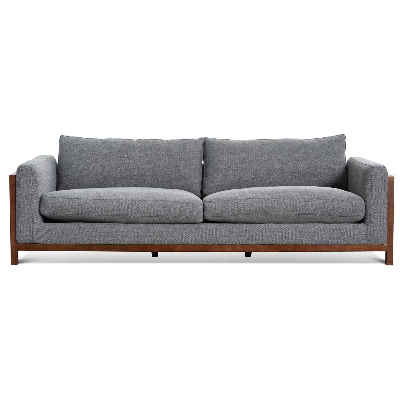 3 Seater Fabric Sofa - Graphite Grey with Walnut Frame