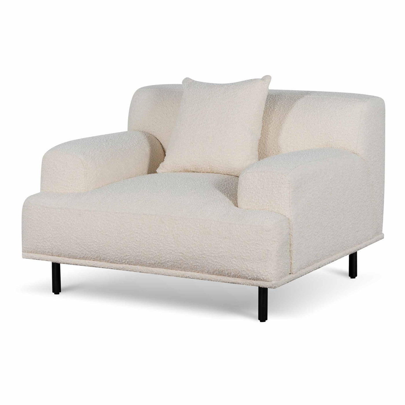 Armchair - Ivory White Boucle with Black Legs