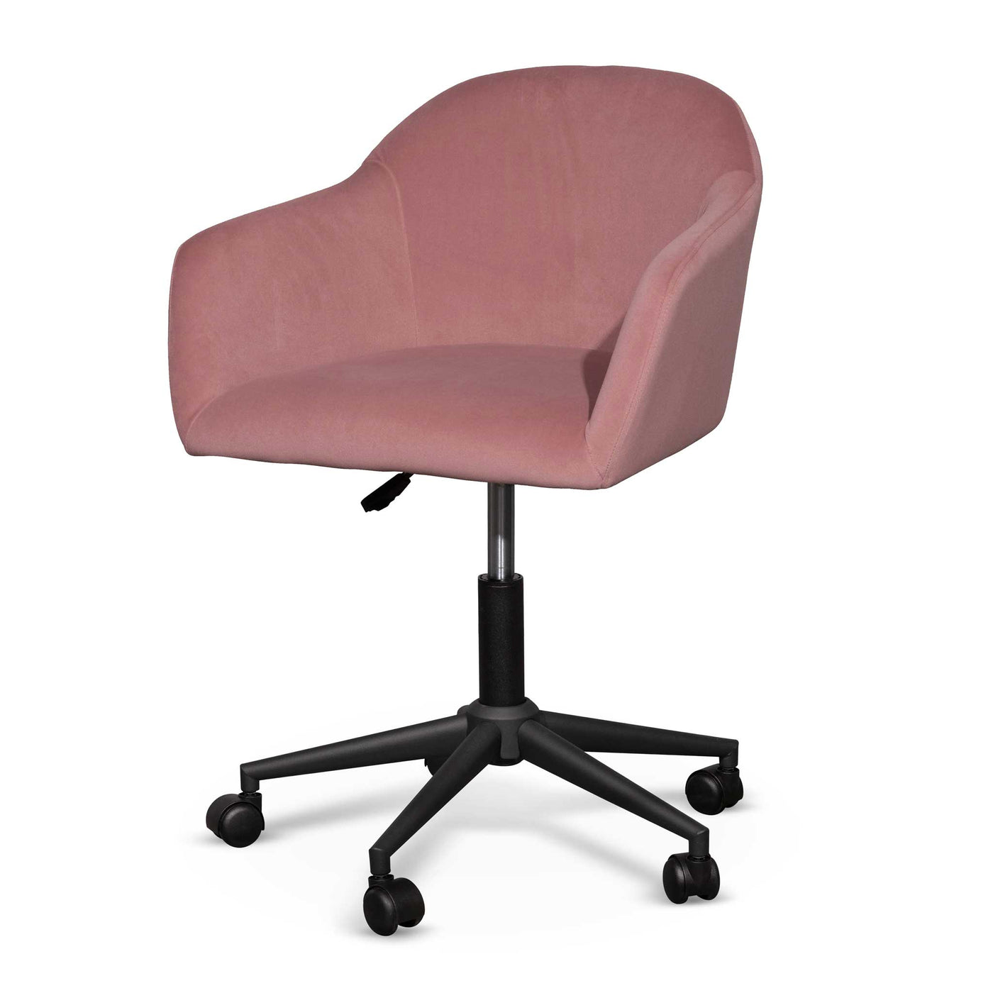 Blush Velvet Office Chair - Black Base