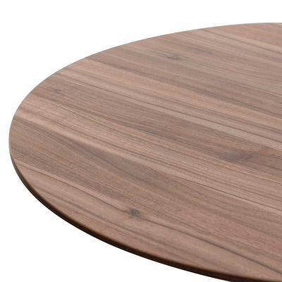 Round Office Meeting Table - Walnut with Black Base